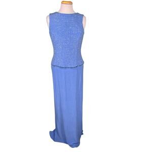 Scott McClintock Women’s Periwinkle Blue Gown with Sparkles & Beading Size 12
